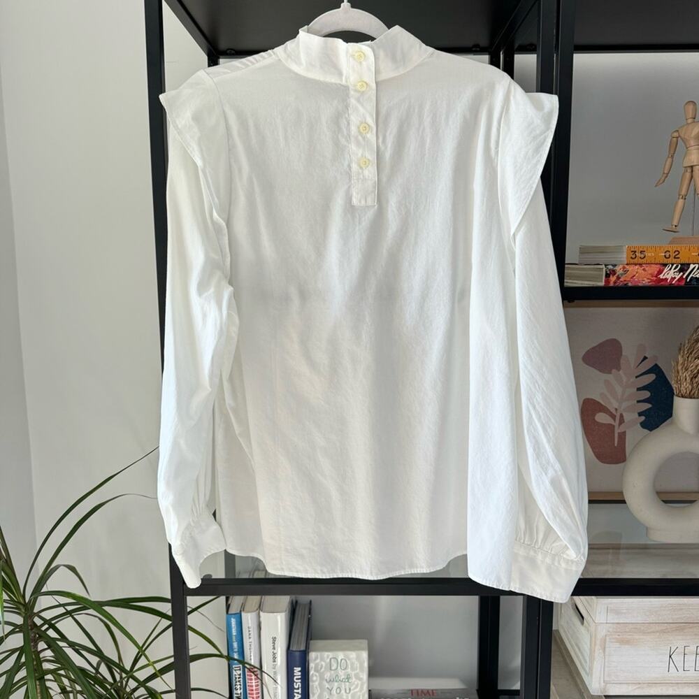Everlane The Wing-Shoulder White Mockneck Long Puff Sleeve Pullover Top Size 14 - Picture 7 of 14